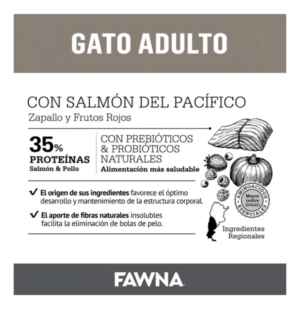 Alimento Fawna Gato Adulto 3kg Salmón y Vegetales