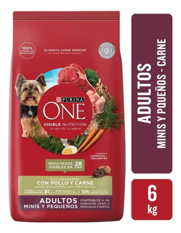 Alimento para Perros Purina One Adulto Mini Carne x6Kg