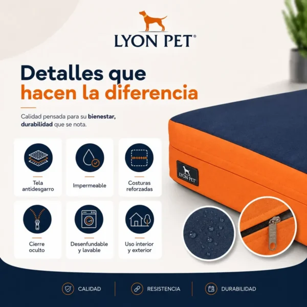 D_NQ_NP_985993-MLA111349075303_052026-F.webp Colchón Impermeable para Perros Lyon Pet 100x70cm Razas Grandes