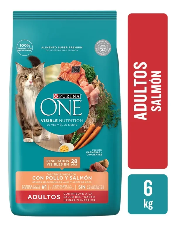 Alimento para Gatos Purina One Adulto Sabor Pollo y Salmón x6Kg