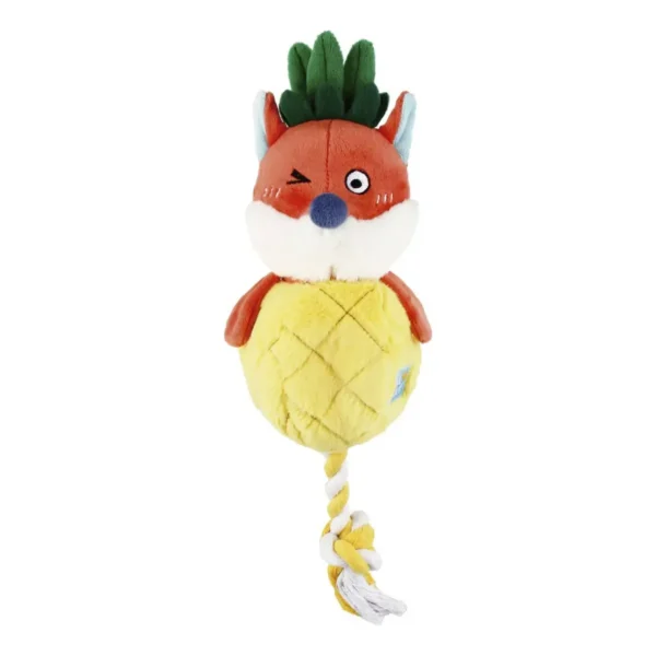 Juguete Para Perro GiGwi Peluche Mordillo Zorrito Color Salmón y Amarillo