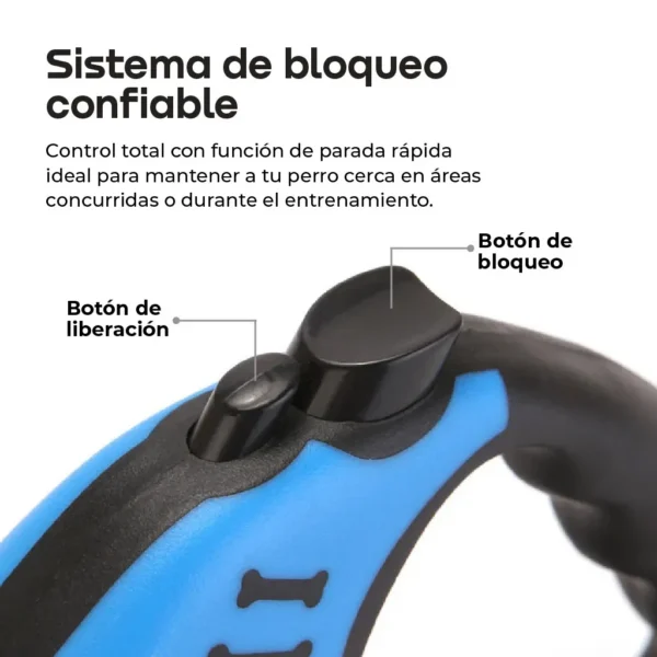 Correa Retráctil Extensible Para Perros 5 Metros Waggs Ergonómica Azul