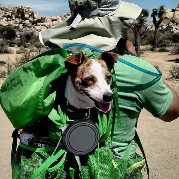 Comedero Bebedero Plegable De Silicona Con Gancho Para Paseo Y Viaje Univex
