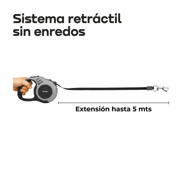 Correa Retráctil Extensible Para Perros 5 Metros Waggs Ergonómica Azul