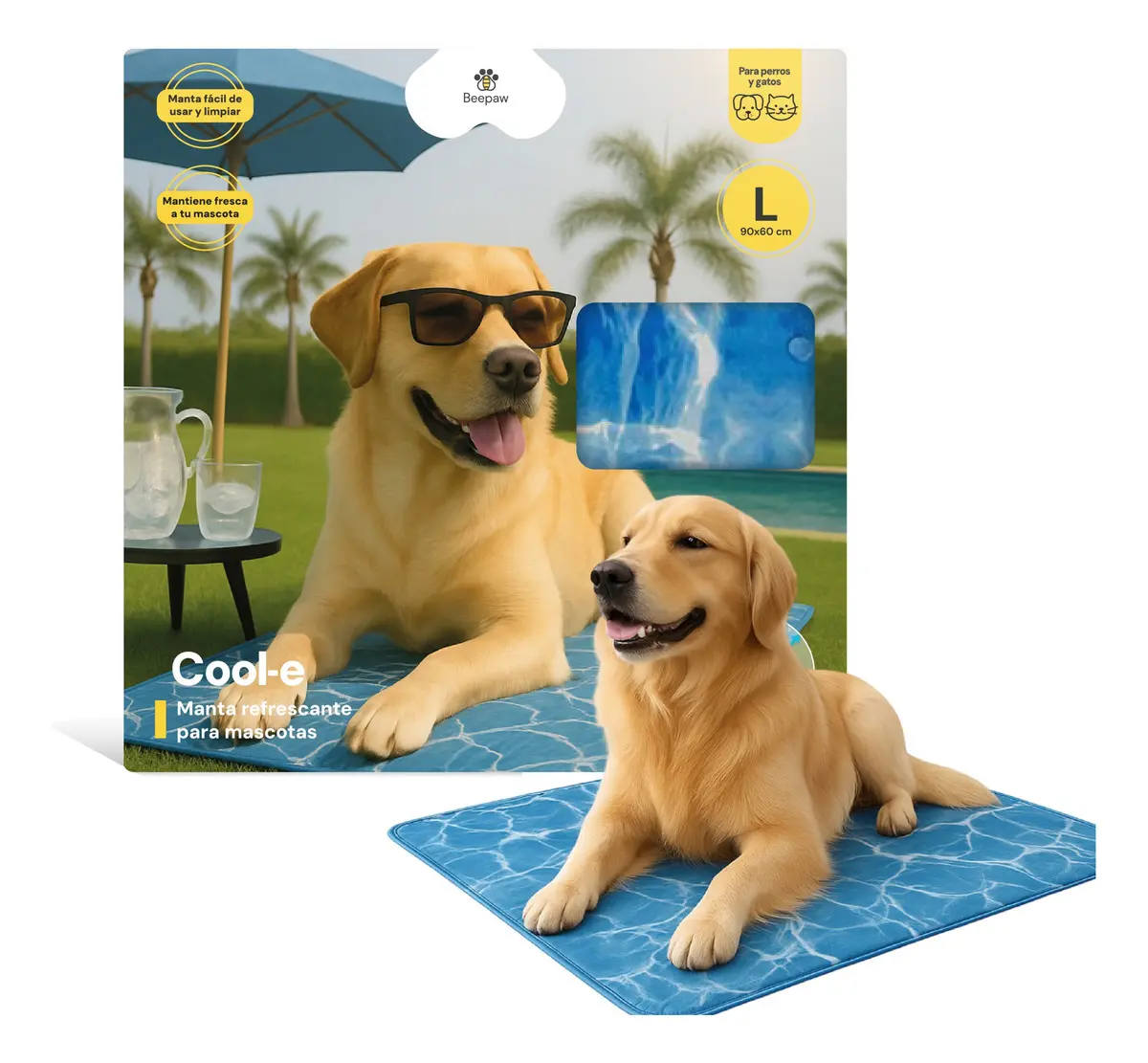 Manta Colchoneta Refrigerante Para Perros Verano Grande Beepaw Azul Marino