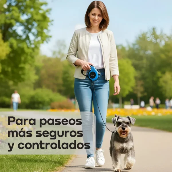 Correa Retráctil Extensible Para Perros 5 Metros Waggs Ergonómica Azul