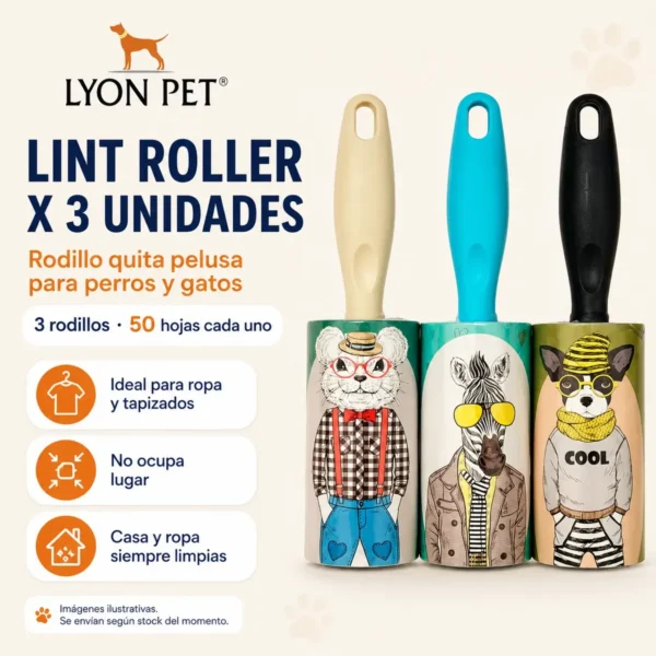 Rodillo Quita Pelusa Y Pelos De Perros Y Gatos X3 Unidades Lint Roller