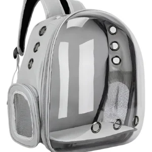 Mochila Transportadora Para Mascotas Cápsula Transparente Waggs Color Gris