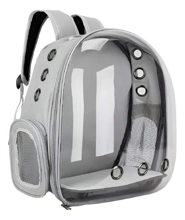 Mochila Transportadora Para Mascotas Cápsula Transparente Waggs Color Gris
