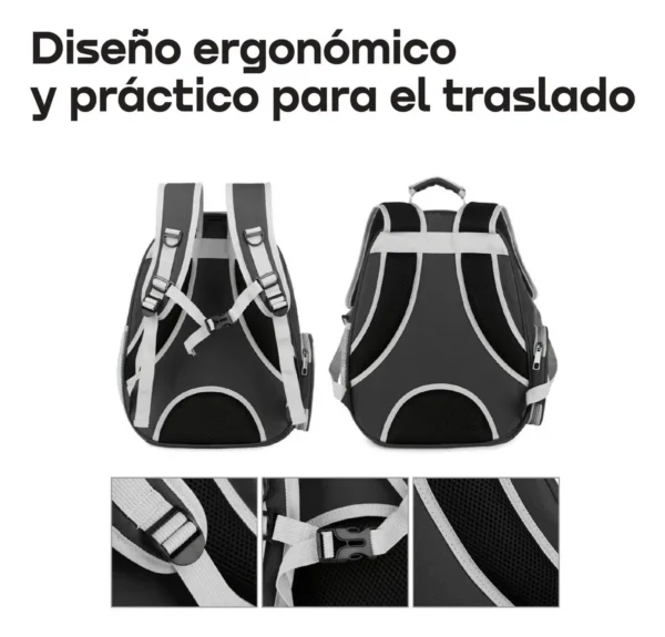Mochila Transportadora Para Mascotas Cápsula Transparente Waggs Color Gris