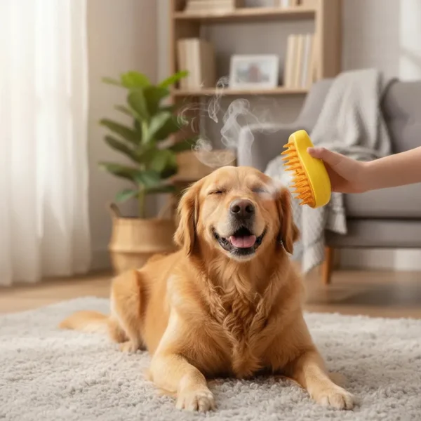 Cepillo A Vapor 3 En 1 Tipo Guante para Perros y Gatos Newtek Amarillo