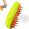 Cepillo A Vapor 3 En 1 para Mascotas con Spray y Masajeador Verde