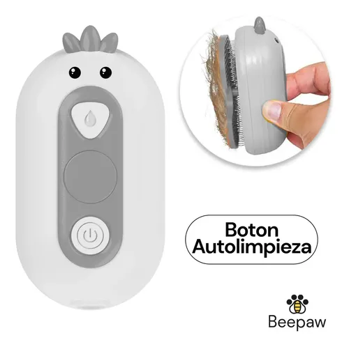 Cepillo A Vapor para Perros y Gatos Beepaw Groom-e Metal Cardina Gris