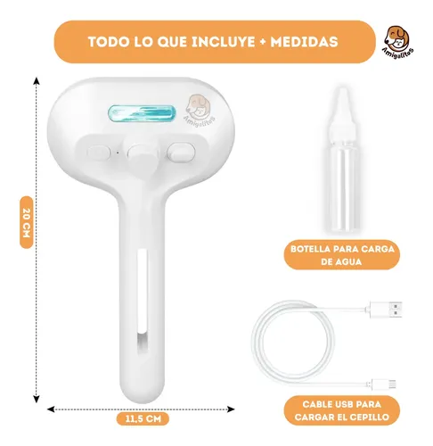 Cepillo A Vapor Autolimpiante para Perros y Gatos Amigalitos Suave