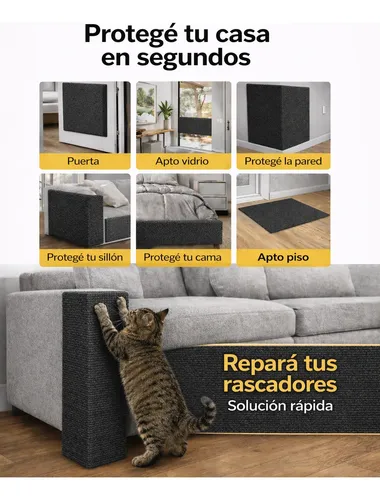 Rascador Autoadhesivo Premium Para Gatos Sillón Esquinero 100x50 Gris Grafito