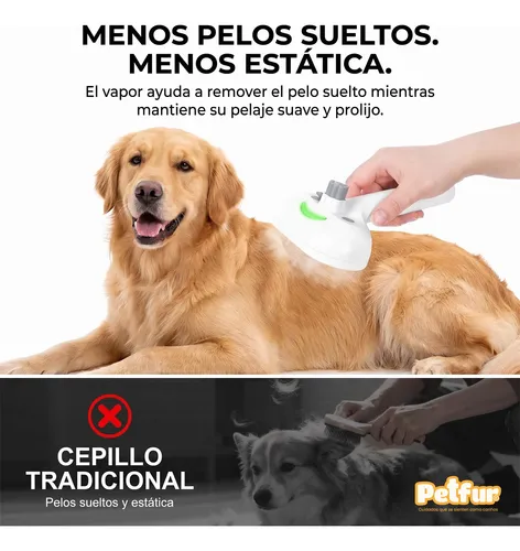 Cepillo A Vapor Profesional para Perros y Gatos Pet Fur Metal Blanco