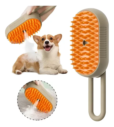 Cepillo Peine A Vapor para Mascotas Masajeador Ocean Gadgets Beige