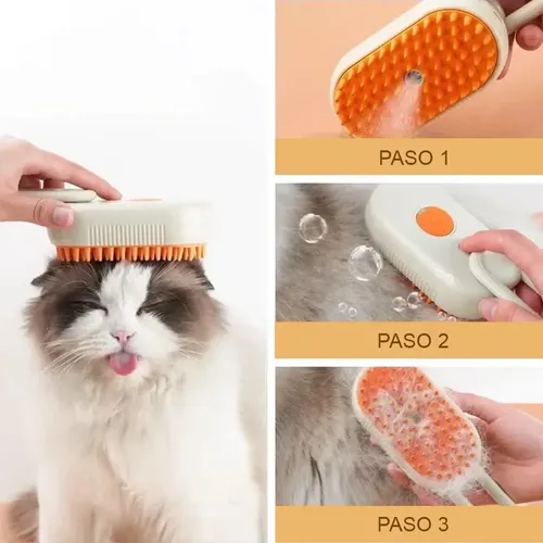 Cepillo A Vapor 3 En 1 Automático para Perros y Gatos Import.Giper Blanco