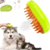 Cepillo A Vapor 3 En 1 para Mascotas con Spray y Masajeador Verde