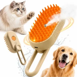 Cepillo Peine A Vapor Quita Pelos para Mascotas Masajeador Crema
