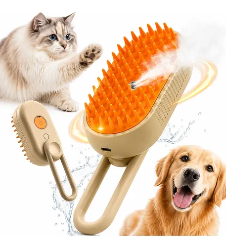 Cepillo Peine A Vapor Quita Pelos para Mascotas Masajeador Crema