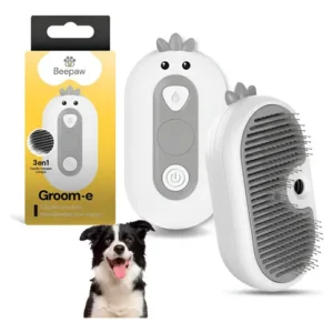 Cepillo A Vapor para Perros y Gatos Beepaw Groom-e Metal Cardina Gris