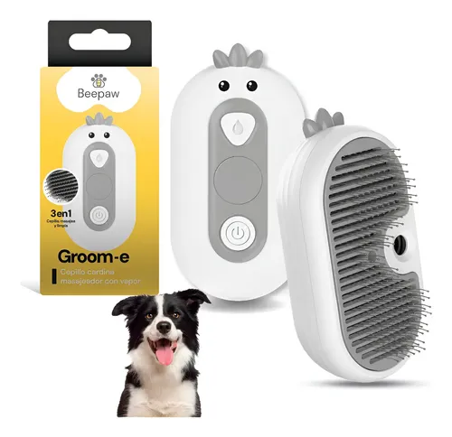 Cepillo A Vapor para Perros y Gatos Beepaw Groom-e Metal Cardina Gris