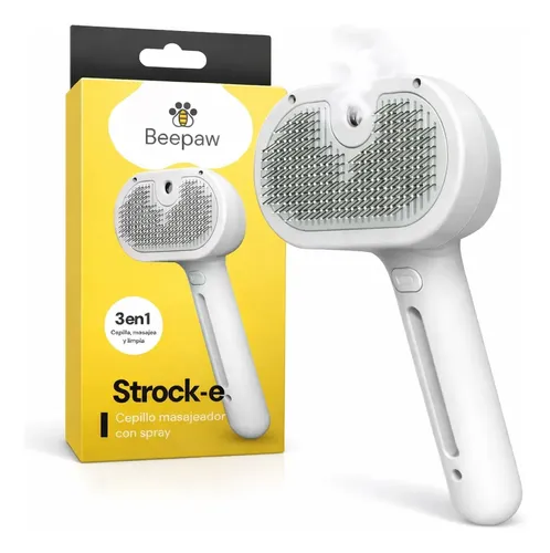 Cepillo A Vapor para Perros y Gatos Beepaw Strock-e Metal Cardina Blanco