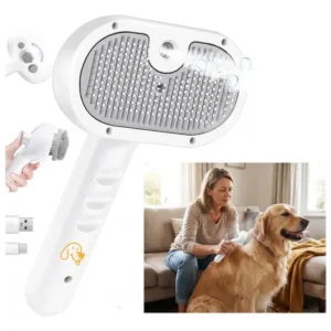 Cepillo A Vapor Profesional para Perros y Gatos Pet Fur Metal Blanco