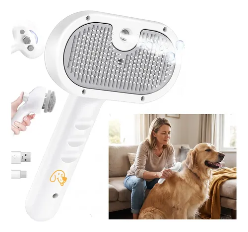 Cepillo A Vapor Profesional para Perros y Gatos Pet Fur Metal Blanco