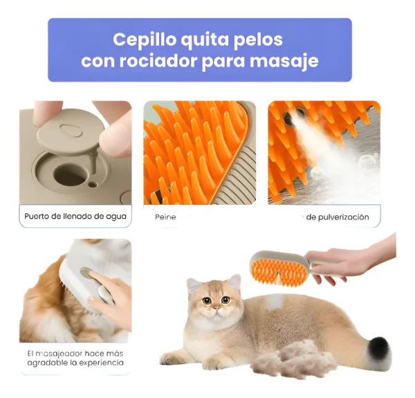 Cepillo A Vapor Recargable para Perros y Gatos TalarPet Blanco