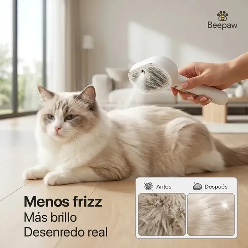Cepillo A Vapor para Perros y Gatos Beepaw Strock-e Metal Cardina Blanco