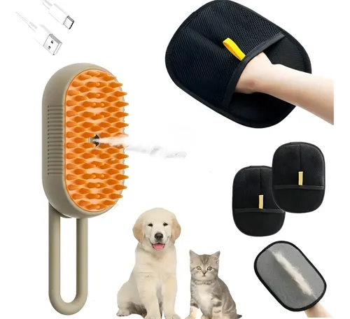 Cepillo A Vapor + Guante Quita Pelos para Perros y Gatos Combo VeloPet