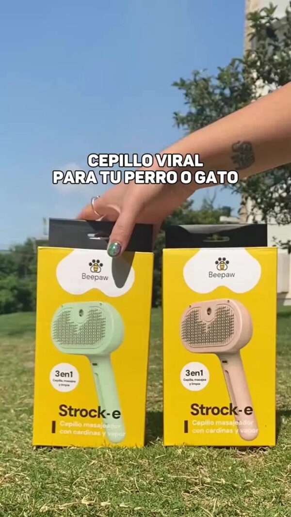 Cepillo A Vapor para Perros y Gatos Beepaw Strock-e Metal Cardina Blanco