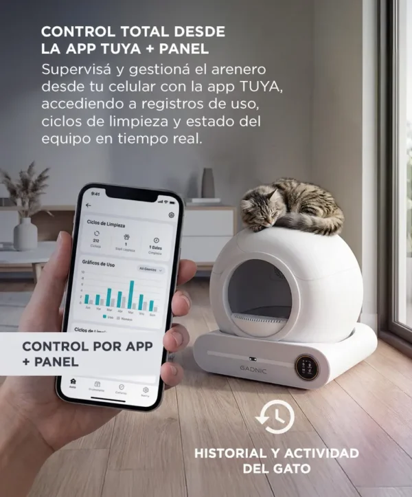 Arenero Autolimpiante para Gatos con Sensores Infrarrojos y Contenedor 9 L