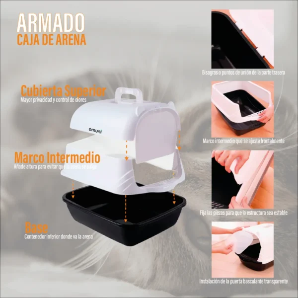Arenero Cerrado para Gatos con Pala y Filtro Antiolor