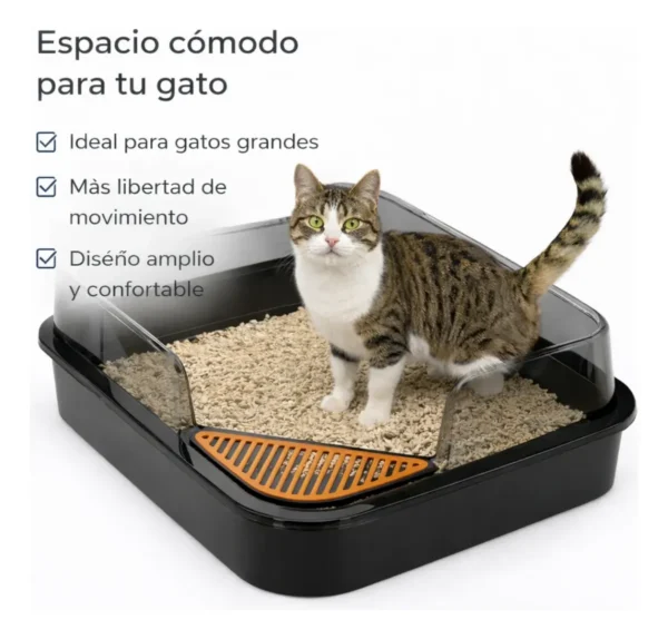 Arenero Litera Semi Cerrada para Gatos con Pala