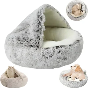 Cama Cueva para Gatos y Perros de Felpa Plush 45x45 cm