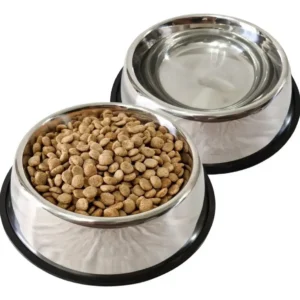 Comedero Bebedero Kit 2 Platos Acero Inoxidable 26 cm para Perros y Gatos