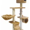 Rascador Torre para Gatos de Felpa y Sisal 117 cm con Refugio