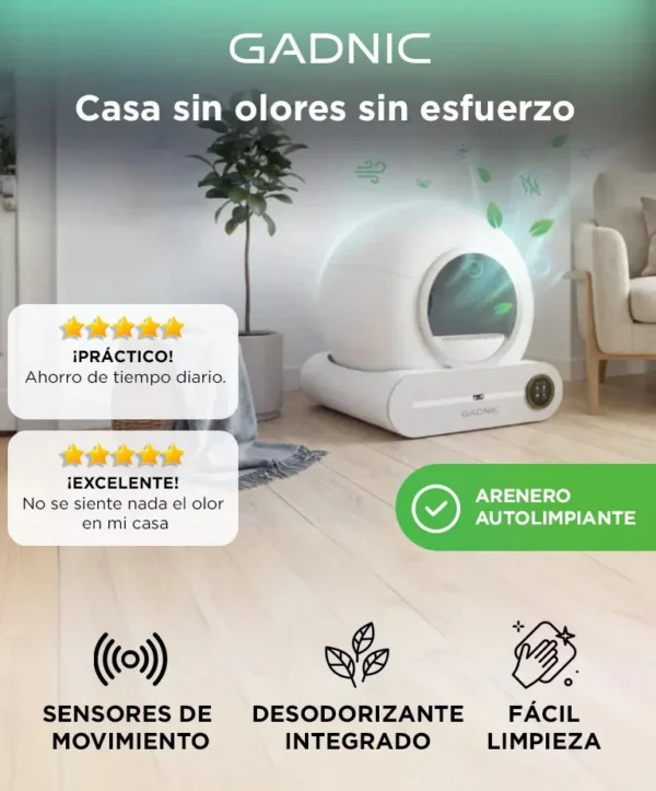 Arenero Autolimpiante para Gatos con Sensores Infrarrojos y Contenedor 9 L