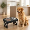 Comedero Bebedero Elevado Doble Altura Regulable Acero Inoxidable para Perros y Gatos