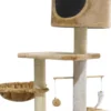 Rascador Torre para Gatos de Felpa y Sisal 117 cm con Refugio