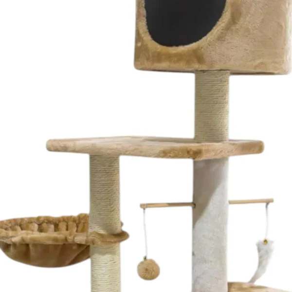Rascador Torre para Gatos de Felpa y Sisal 117 cm con Refugio