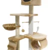 Rascador Torre para Gatos de Felpa y Sisal 117 cm con Refugio