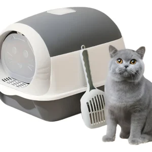 Arenero Litera Cerrada para Gatos Antiolor Gris