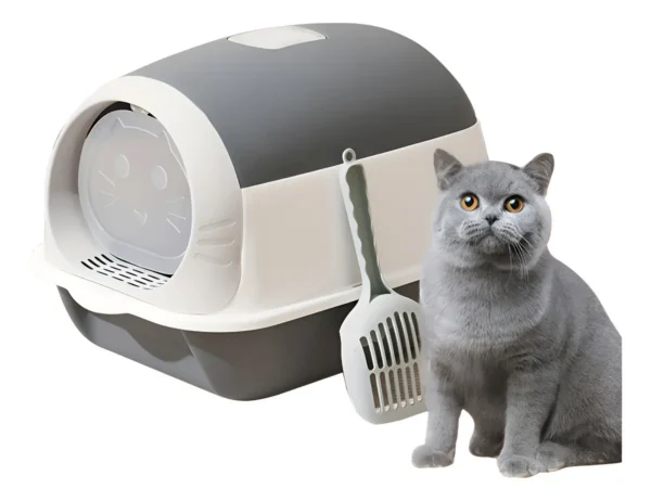 Arenero Litera Cerrada para Gatos Antiolor Gris