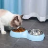 Comedero Doble para Perros y Gatos Plato para Mascotas