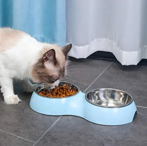Comedero Doble para Perros y Gatos Plato para Mascotas