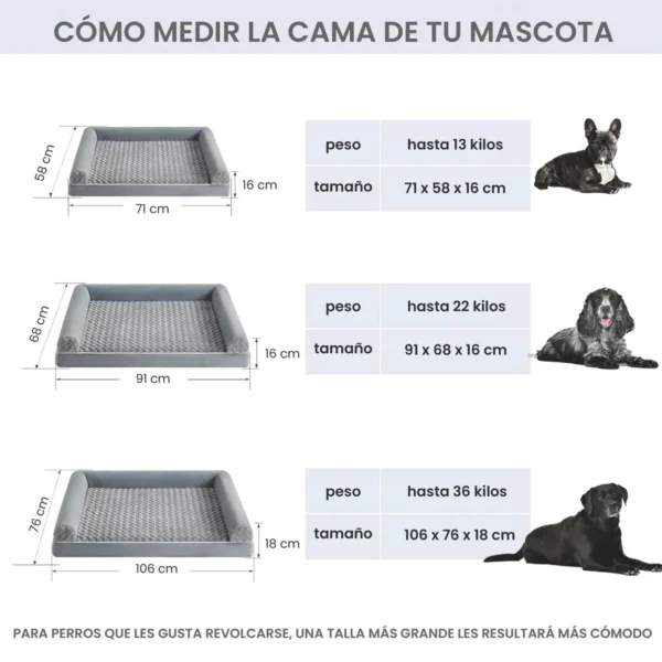 Cama Ortopédica para Perros Memory Foam Gel Antideslizante